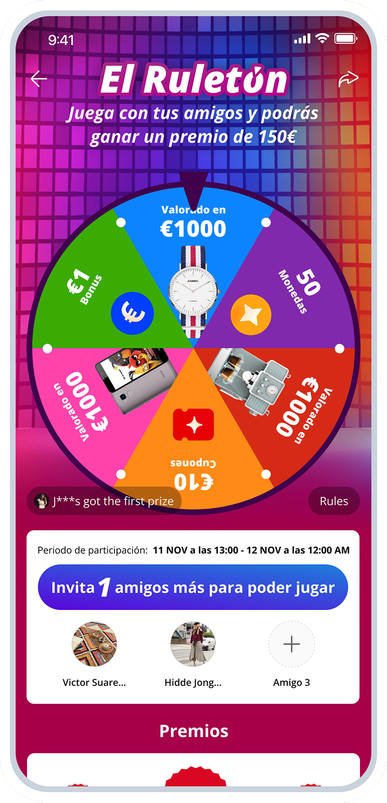 Spin wheel local growth game interface